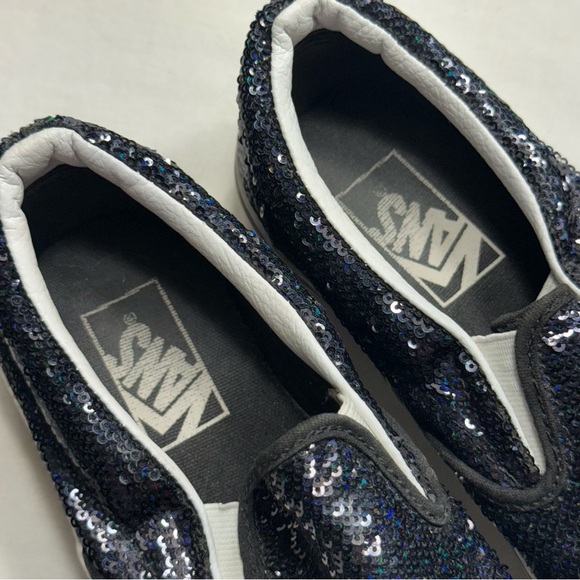 Vans Blue/Black Sequin Slip-On Shoes Women’s Size 8.5/Mens 7 - Picture 2 of 11